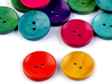 Holzknopf dekorativ, einfarbig, 30 mm, Farbmix